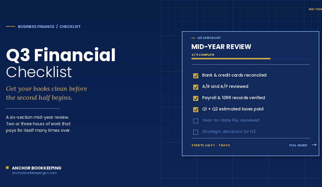 Q3 Financial Checklist: Mid-Year Bookkeeping Review (2026)